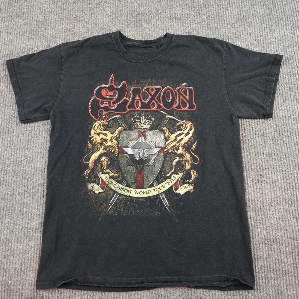 Saxon Thunderbolt World Tour 2018 Shirt Mens Medium Black Metal Band Tee